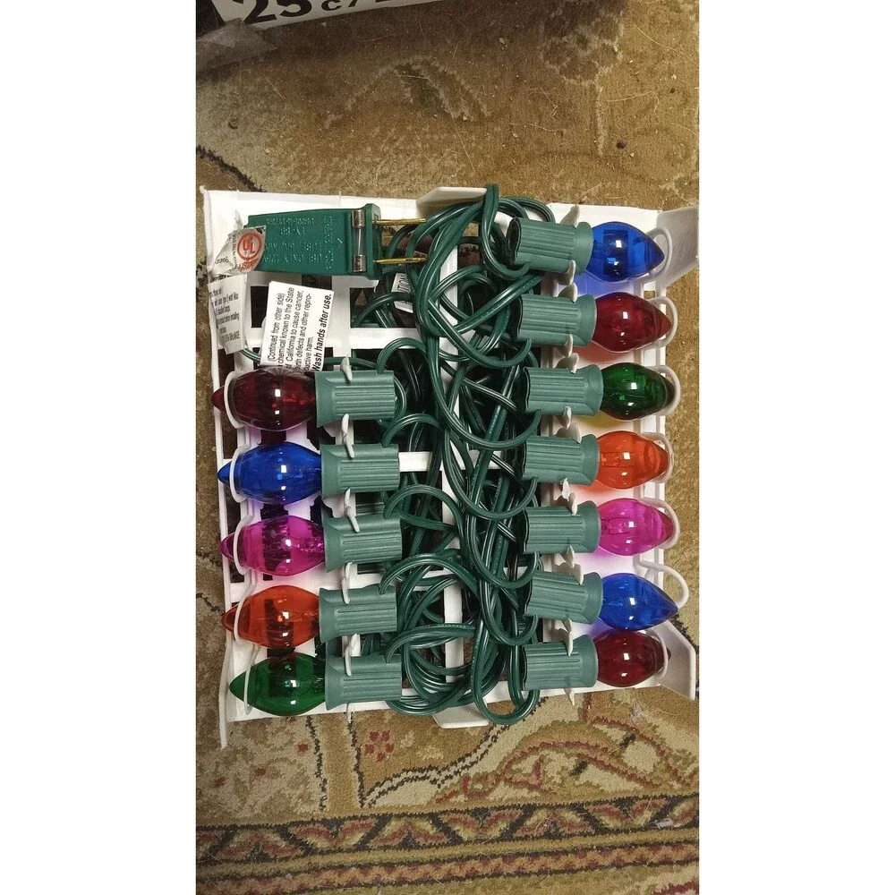 Hobby Lobby 25 Count C7 Multi Color Transparent Incandescent Christmas Lights